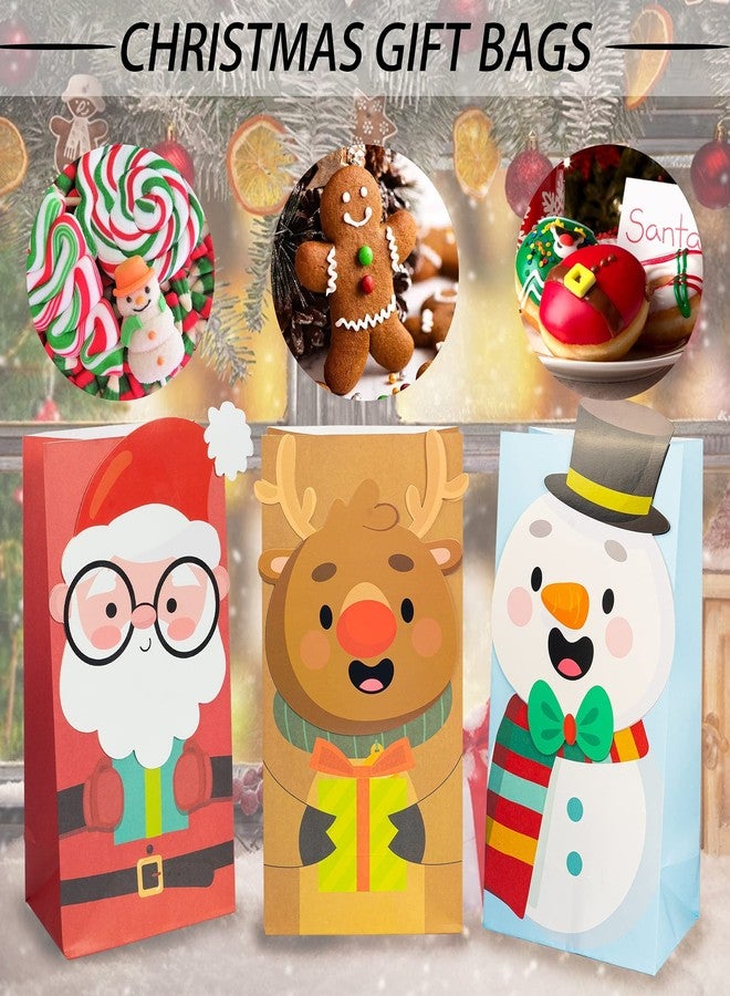 Uptotop مجموعة Uptotop من 24 كيسًا ورقيًا ثنائي الأبعاد لهدايا عيد الميلاد، بستة تصاميم متنوعة، أكياس ورقية كرافت لعيد الميلاد، مثالية لتوزيعات حفلات الكعك والحلوى والهدايا التذكارية. - Image 5